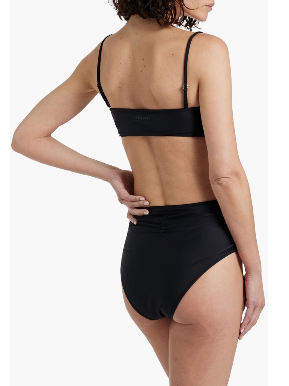 Ganni Black Bandeau High-Waist Bikini Set in Red Euro Size 48 - Picture 2 of 10